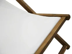 MYLIA Ligstoel-Set Van 2 Ligbedden In Wit En Naturel Acaciahout Prato - Opvouwbaar
