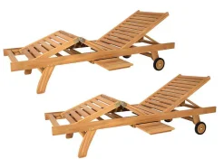 MYLIA Ligstoel-Set Van 2 Ligbedden Met Verschillende Standen In Teak - Licht Hout - Byblos Ii Van