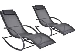 MYLIA Ligstoel-Set Van 2 Ligstoelen - Antraciet - Lombok Van