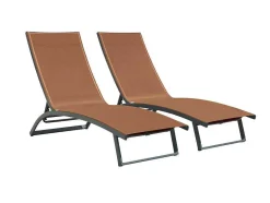 MYLIA Ligstoel-Set Van 2 Ligstoelen Met Verschillende Standen Van Aluminium En Textileen - Terracotta - Saranda Van