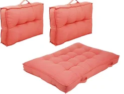 OZAIA Tuindecoratie-Set Van 1 Matras + 2 Katoenen Paletkussens - Koraal - Baila
