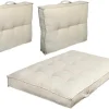 OZAIA Huistextiel-Set Van 1 Matras + 2 Palletkussens Van Ribfluweel - Beige - Baila