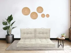 OZAIA Huistextiel-Set Van 1 Matras + 2 Palletkussens Van Ribfluweel - Beige - Baila