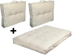 OZAIA Huistextiel-Set Van 1 Matras + 2 Palletkussens Van Ribfluweel - Beige - Baila