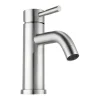 Shower & Design Kraan-Set Van 2 Mechanische Mengkranen Met Ronde Vorm Van Roestvrij Staal - Geborsteld Nikkelkleurig - H17 Cm - Salavan