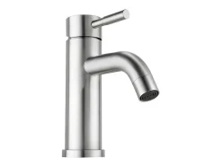 Shower & Design Kraan-Set Van 2 Mechanische Mengkranen Met Ronde Vorm Van Roestvrij Staal - Geborsteld Nikkelkleurig - H17 Cm - Salavan