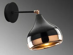 OZAIA Wandlamp-Set Van 2 Metalen Wandlampen Met Verstelbare Kap Yildo - D. 17 X H. 28 Cm - Zwart En Koperkleurig