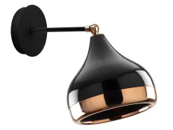 OZAIA Wandlamp-Set Van 2 Metalen Wandlampen Met Verstelbare Kap Yildo - D. 17 X H. 28 Cm - Zwart En Koperkleurig
