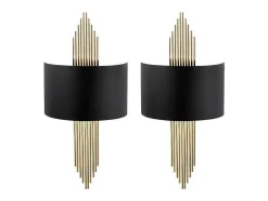 OZAIA Wandlamp-Set Van 2 Metalen Wandlampen In Art-Decostijl - L22 X H75 Cm - Zwart En Goudkleurig - Sangarius