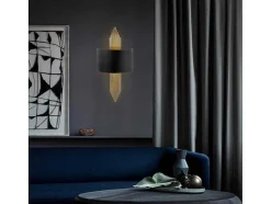 OZAIA Wandlamp-Set Van 2 Metalen Wandlampen In Art-Decostijl - L22 X H75 Cm - Zwart En Goudkleurig - Sangarius