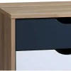 Vente-unique Kindermeubel-Set Van 2 Nachtkastjes 3 Lades - Kleur: Naturel, Wit En Marineblauw - Lurvia