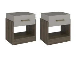 Vente-unique Nachtkastje-Set Van 2 Nachtkastjes Met 1 Lade En 1 Opbergvak Kleuren: Taupe En Bruin Bodil Ii