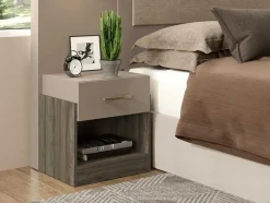 Vente-unique Nachtkastje-Set Van 2 Nachtkastjes Met 1 Lade En 1 Opbergvak Kleuren: Taupe En Bruin Bodil Ii