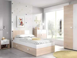 Vente-unique Kindermeubel-Set Van 2 Nachtkastjes Met 1 Lade En 1 Nis - Sonia - Materiaal: Naturel En Wit - Sonia