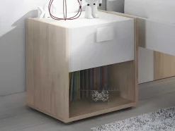 Vente-unique Kindermeubel-Set Van 2 Nachtkastjes Met 1 Lade En 1 Nis - Sonia - Materiaal: Naturel En Wit - Sonia