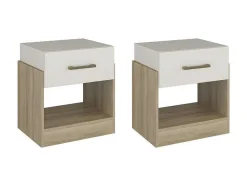 Vente-unique Nachtkastje-Set Van 2 Nachtkastjes Met 1 Lade En 1 Opbergvak Kleuren: Houtlook En Ivoorwit Bodil Ii