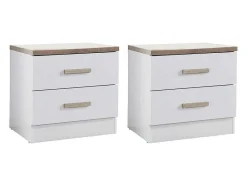 Vente-unique Kindermeubel-Set Van 2 Nachtkastjes Met 2 Lades - Wit En Naturel - Skaido