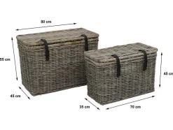 OZAIA Opbergaccessoire-Set Van 2 Opbergkoffers Van Kubu Nefta - L80 X D45 X H55 Cm En L70 X D35 X H45 Cm - Natuurlijk Grijs