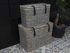 OZAIA Opbergaccessoire-Set Van 2 Opbergkoffers Van Kubu Nefta - L80 X D45 X H55 Cm En L70 X D35 X H45 Cm - Natuurlijk Grijs
