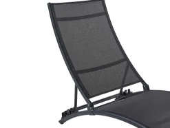 MYLIA Ligstoel-Set Van 2 Opstapelbare Ligstoelen Van Aluminium En Textileen - Zwart - Zensia