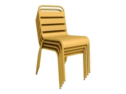 MYLIA Tuinset-Set Van 2 Opstapelbare Tuinstoelen Van Metaal - Mosterdgeel - Mirmande Van
