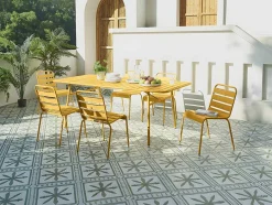 MYLIA Tuinset-Set Van 2 Opstapelbare Tuinstoelen Van Metaal - Mosterdgeel - Mirmande Van