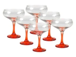 OZAIA Tafelservies-Set Van 6 Oranje Cocktailglazen Op Voet 32 Cl - D. 6.5 X H. 20 Cm - Coraly