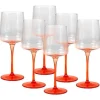OZAIA Tafelservies-Set Van 6 Oranje Wijnglazen Op Voet 27 Cl - D. 9,5 X H.13Cm - Coraly