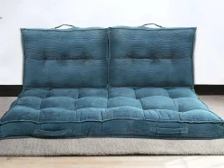 OZAIA Huistextiel-Set Van 2 Palletkussens Van Ribfluweel - L60 X D40 Cm - Blauw - Baila
