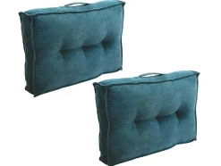 OZAIA Huistextiel-Set Van 2 Palletkussens Van Ribfluweel - L60 X D40 Cm - Blauw - Baila