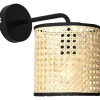 OZAIA Wandlamp-Set Van 2 Rieten Wandlampen In Etnische Stijl Neirobi - Ijzer En Rotan - H. 25 Cm - Zwart En Naturel