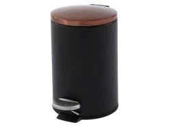 OZAIA Keukenaccessoire En -Opbergruimte-Set Van 2 Roestvrijstalen Pedaalemmers Pira - 30L En 3L - Zwart En Koper