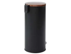 OZAIA Keukenaccessoire En -Opbergruimte-Set Van 2 Roestvrijstalen Pedaalemmers Pira - 30L En 3L - Zwart En Koper