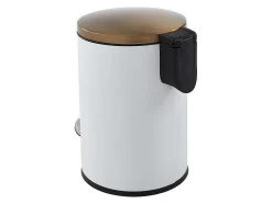 OZAIA Keukenaccessoire En -Opbergruimte-Set Van 2 Roestvrijstalen Pedaalemmers Pira - 30L En 3L - Wit En Goudkleurig