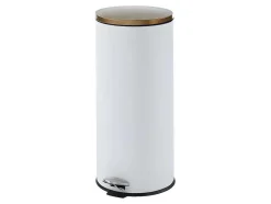 OZAIA Keukenaccessoire En -Opbergruimte-Set Van 2 Roestvrijstalen Pedaalemmers Pira - 30L En 3L - Wit En Goudkleurig
