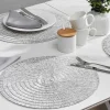 OZAIA Textiel Voor Eettafel-Set Van 6 Ronde Placemats Van Gevlochten Papier - Grijs En Wit - Fylat