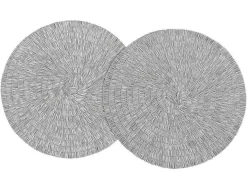 OZAIA Textiel Voor Eettafel-Set Van 6 Ronde Placemats Van Gevlochten Papier - Grijs En Wit - Fylat