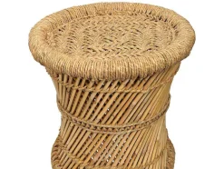 Vente-unique Poef-Set Van 2 Ronde Poefs Van Licht Naturelkleurig Rotan Mirtaka