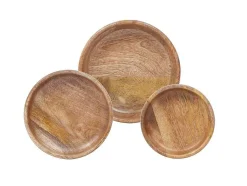 OZAIA Tafelservies-Set Van 3 Schaaltjes Van Mangohout - D17, 15 Et 12 Cm - Naturel - Valisa
