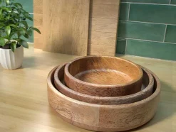 OZAIA Tafelservies-Set Van 3 Schaaltjes Van Mangohout - D17, 15 Et 12 Cm - Naturel - Valisa