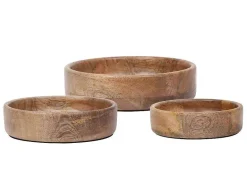 OZAIA Tafelservies-Set Van 3 Schaaltjes Van Mangohout - D17, 15 Et 12 Cm - Naturel - Valisa