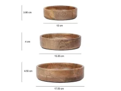 OZAIA Tafelservies-Set Van 3 Schaaltjes Van Mangohout - D17, 15 Et 12 Cm - Naturel - Valisa