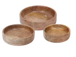 OZAIA Tafelservies-Set Van 3 Schaaltjes Van Mangohout - D17, 15 Et 12 Cm - Naturel - Valisa