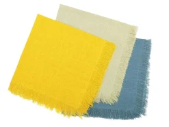 OZAIA Textiel Voor Eettafel-Set Van 4 Servetten Met Franje - Katoen - 45 X 45 Cm - Marineblauw - Pola