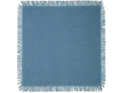 OZAIA Textiel Voor Eettafel-Set Van 4 Servetten Met Franje - Katoen - 45 X 45 Cm - Marineblauw - Pola