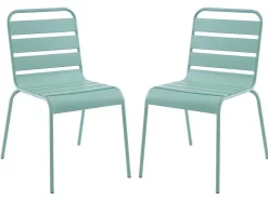 MYLIA Tuinset-Set Van 2 Stapelbare Metalen Tuinstoelen Mirmande - Amandelgroen