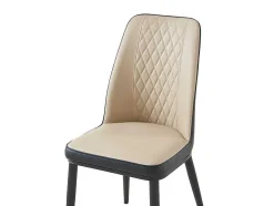 Vente-unique Stoel-Set Van 2 Stoelen In Kunstleer En Metaal - Beige En Antraciet - Mildura