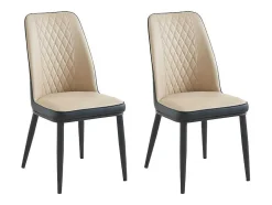 Vente-unique Stoel-Set Van 2 Stoelen In Kunstleer En Metaal - Beige En Antraciet - Mildura