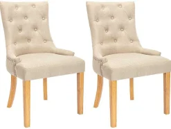 Vente-unique Stoel-Set Van 2 Stoelen Jolia - Stof En Houten Poten - Beige