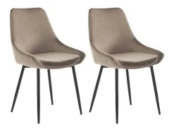 Vente-unique Stoel-Set Van 2 Stoelen Masurie - Fluweel - Taupe